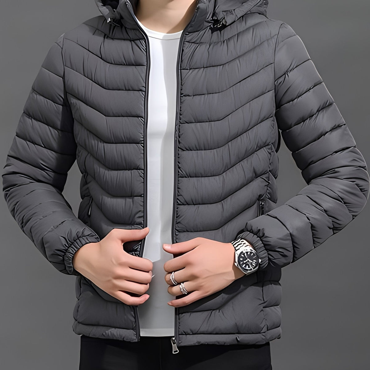 Steppjacke Mit Abnehmbarer Kapuze Für Kalte Tage