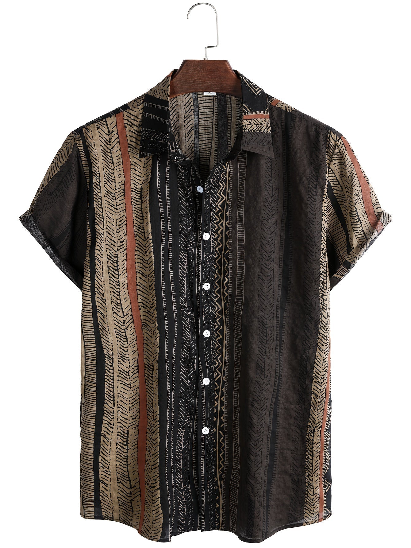 Herren Kurzarmhemd Patchwork Mit Campkragen
