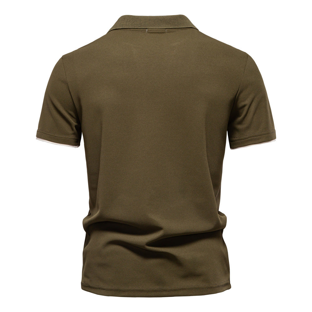 Tom Hollinger | Men's polo shirt with short sleeves and striped embroidery