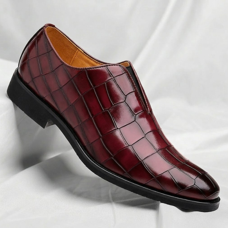 Herren Echtleder Loafer Mit Krokoprägung