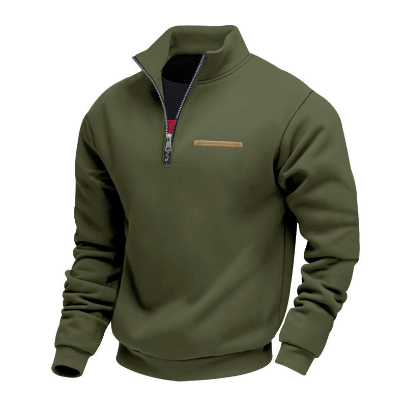 Herren Polyester Langarmshirt mit halbem Reißverschluss