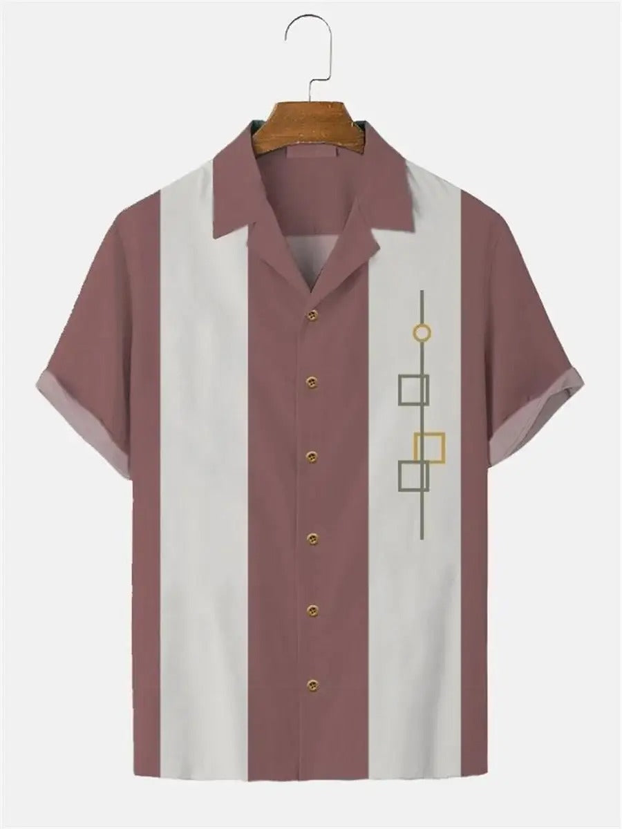 Tom Hollinger | Short arm shirt with a retro strip and modern print