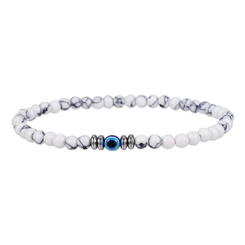 Herrenarmband aus Naturstein mit bösem Blick und Perlen