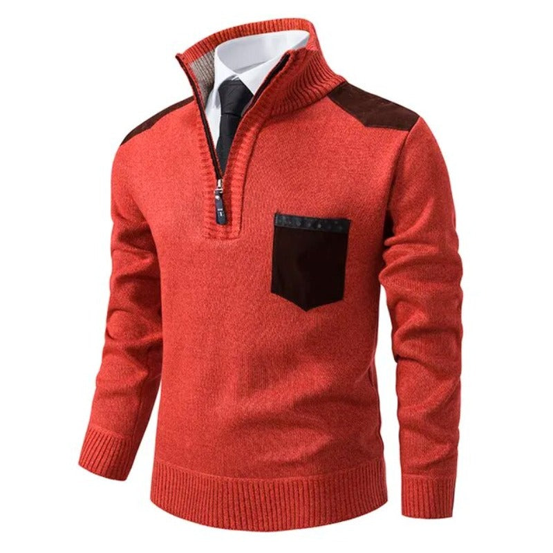 Tom Hollinger | Men's half-zip knit sweater with front pocket