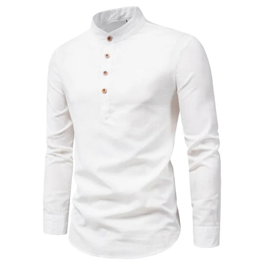 Tom Hollinger | Elegant linen shirt with a stand -up collar