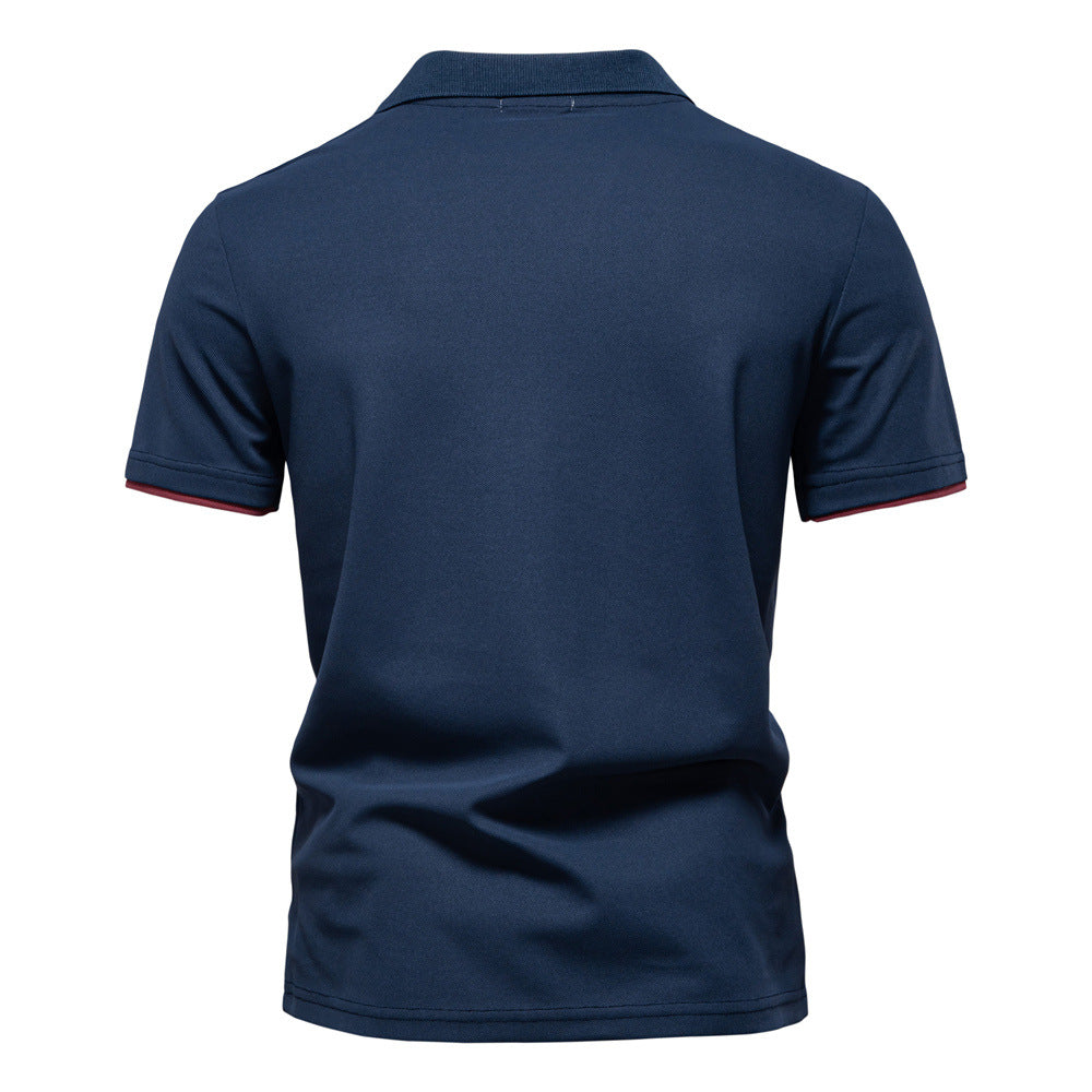 Tom Hollinger | Men's polo shirt with short sleeves and striped embroidery