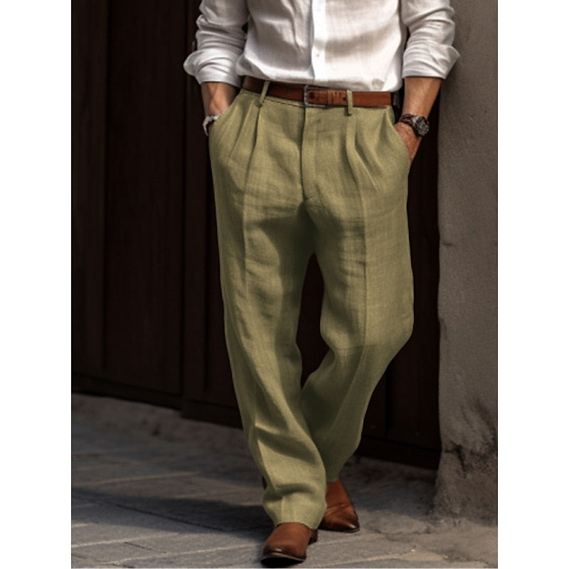 Tom Hollinger | Herren Leinenhose Lockerer Sitz Elegante Businesshose