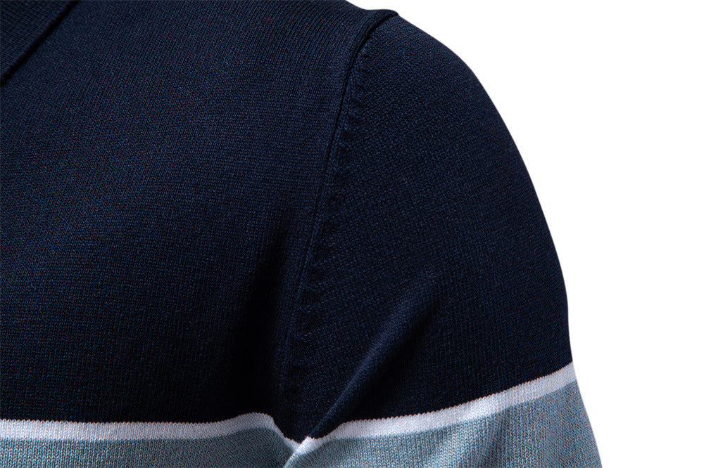 Tom Hollinger | Men's polo shirt with a V-neck, short-sleeved, two-tone, with ribbündchen