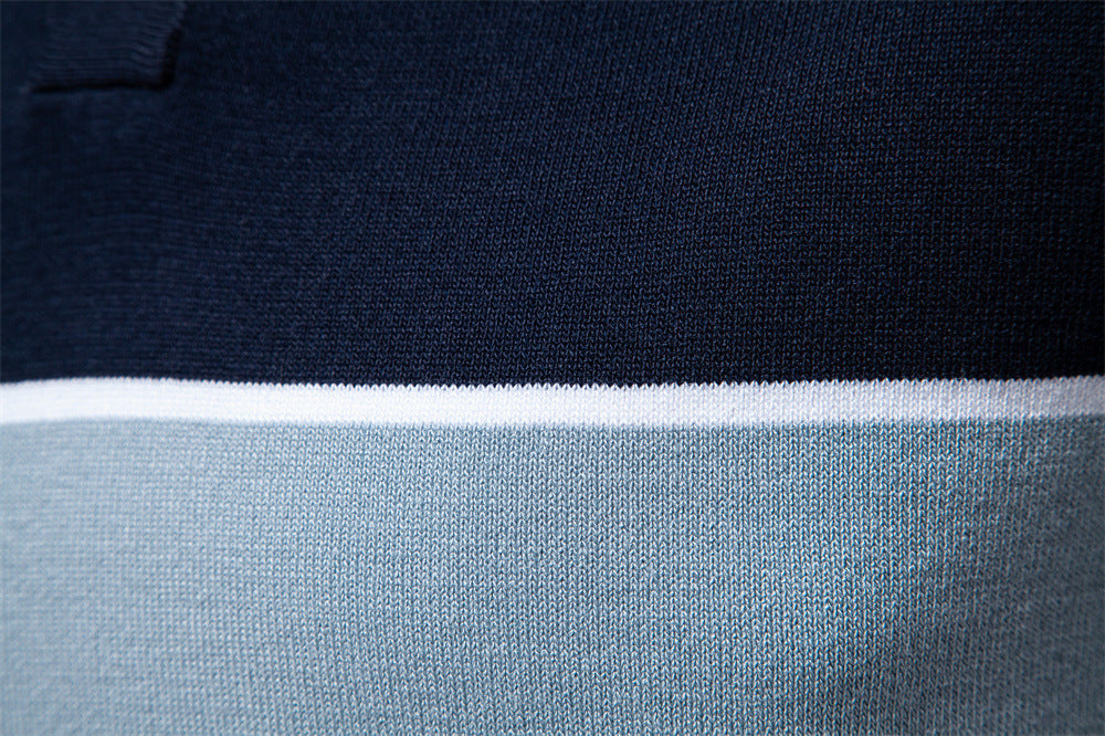 Tom Hollinger | Men's polo shirt with a V-neck, short-sleeved, two-tone, with ribbündchen