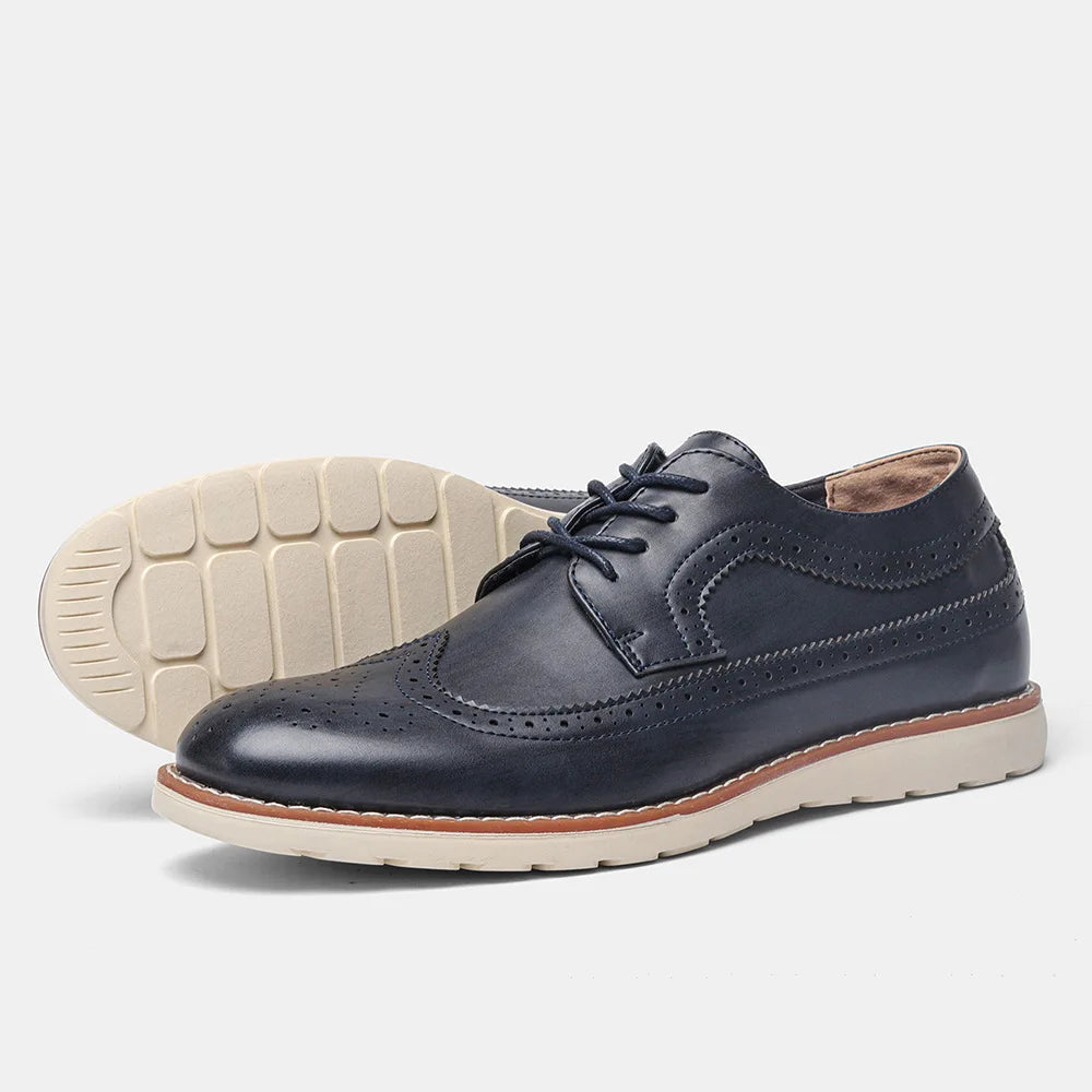 Blaue Lederschuhe für Herren