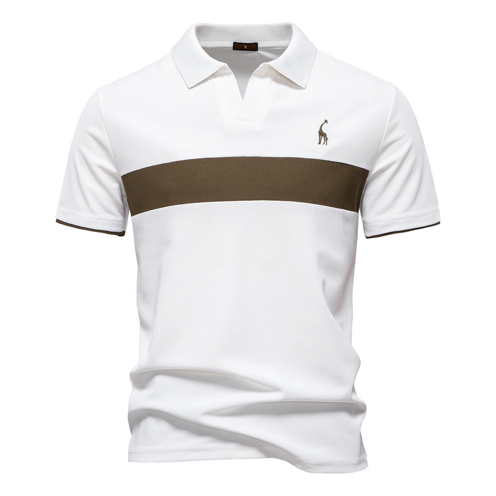 Tom Hollinger | Men's polo shirt with short sleeves and striped embroidery