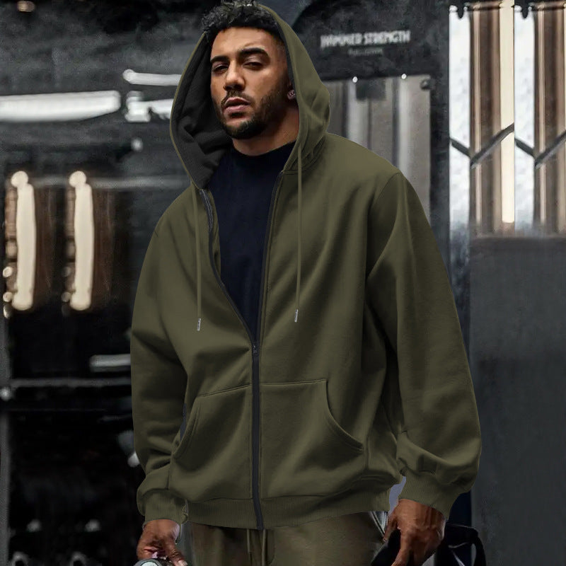 Herren Oversized Zip Hoodie Mit Durchgehendem Reißverschluss