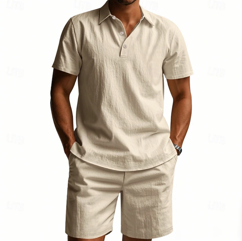 Herren Polo Und Shorts Set Atmungsaktiv Sommer