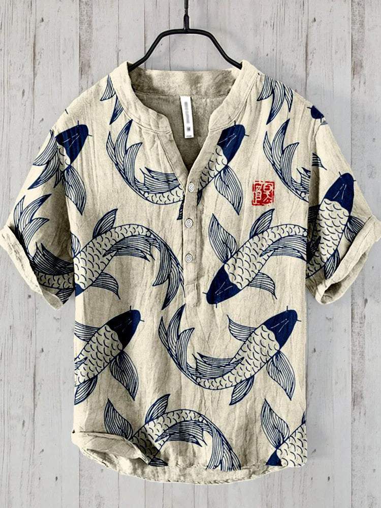 Herrenhemd mit Vintage Print in Vorderansicht