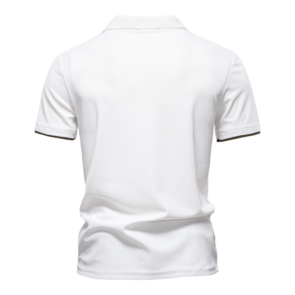 Tom Hollinger | Men's polo shirt with short sleeves and striped embroidery