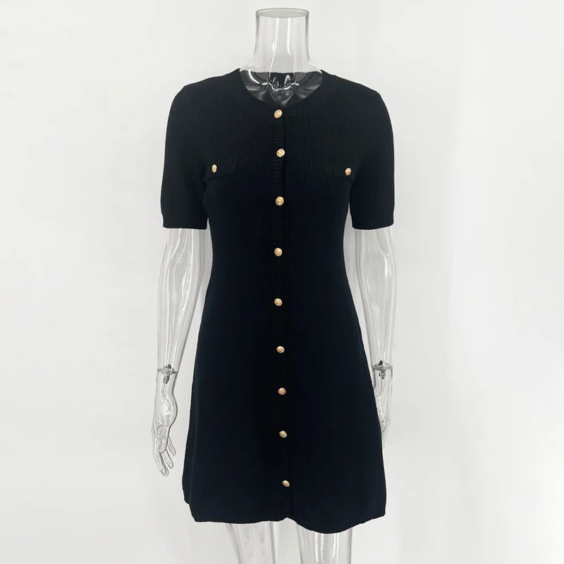 Tom Hollinger | Strickkleid mit Knopfleiste und Kurzarm