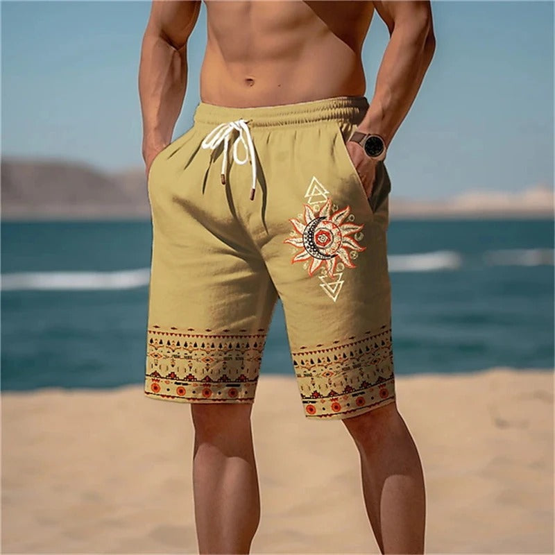 Tom Hollinger | Printed beach shorts with a solar motif