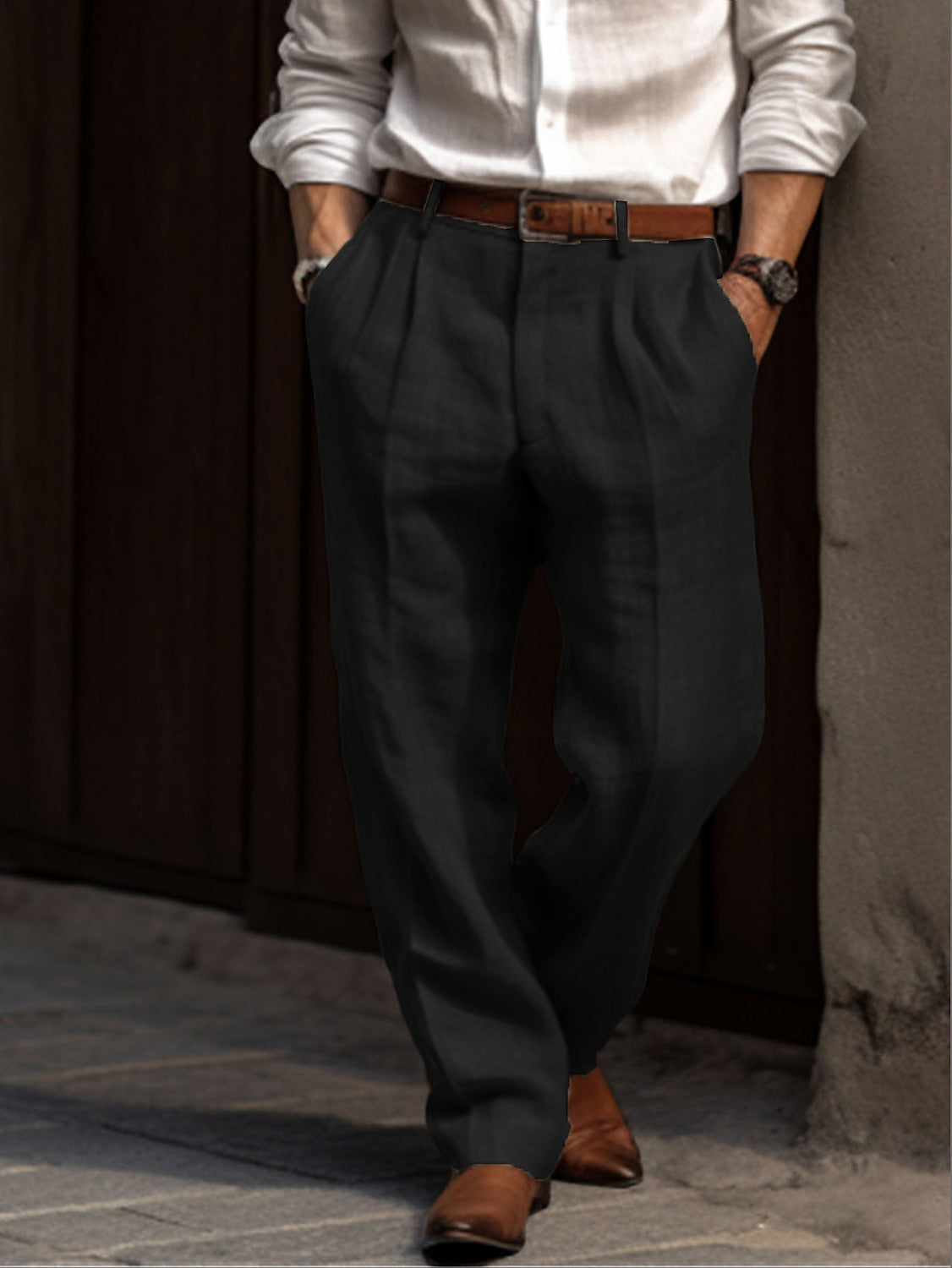 Tom Hollinger | Herren Leinenhose Lockerer Sitz Elegante Businesshose