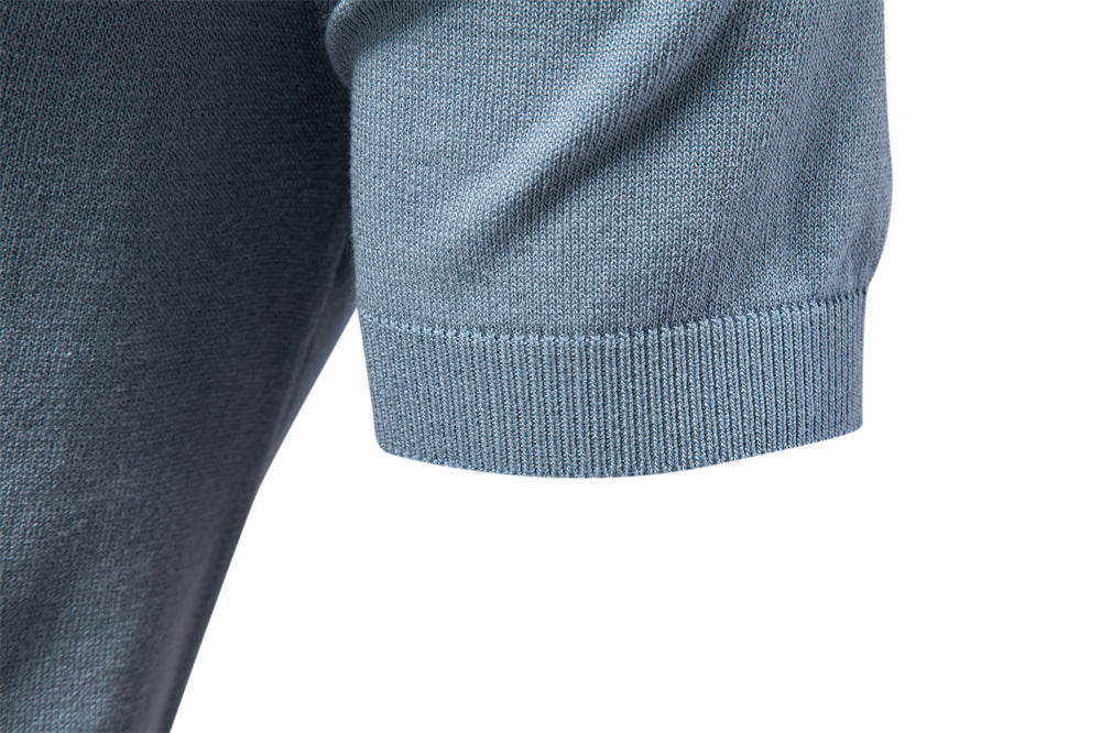 Tom Hollinger | Men's polo shirt with a V-neck, short-sleeved, two-tone, with ribbündchen
