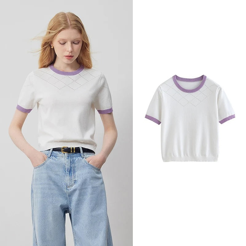 Tom Hollinger | Kontrast-T-Shirt aus Strukturstrick