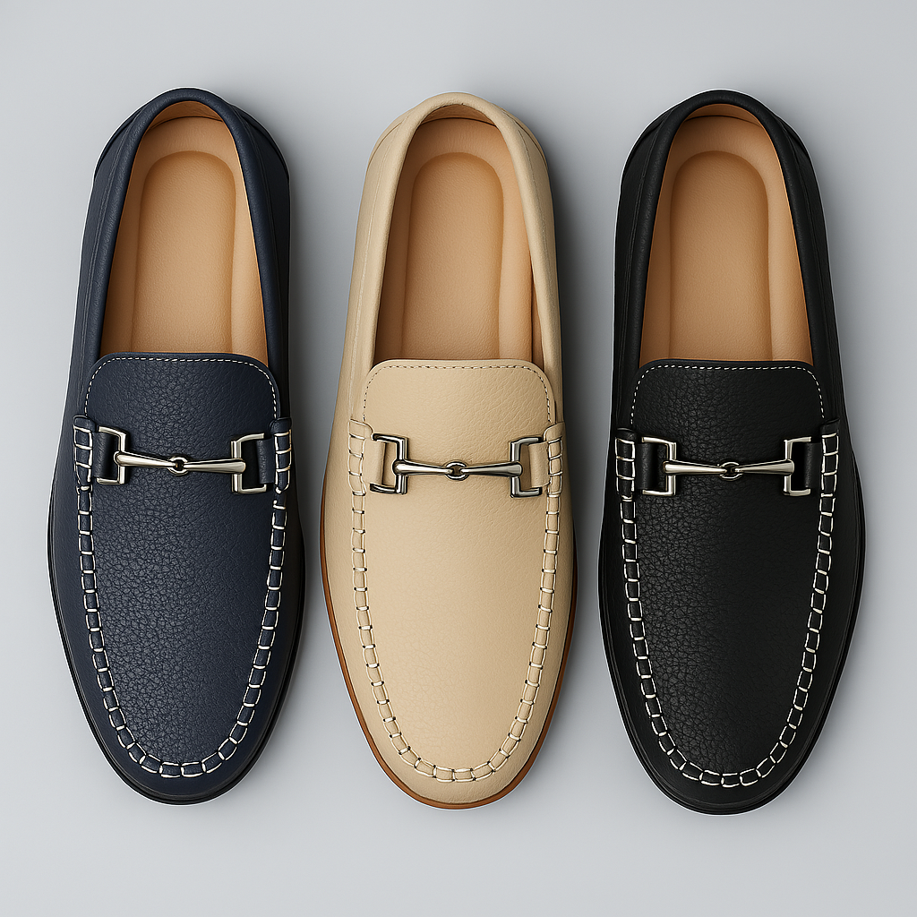 Lederloafer mit weichem, strukturiertem Design