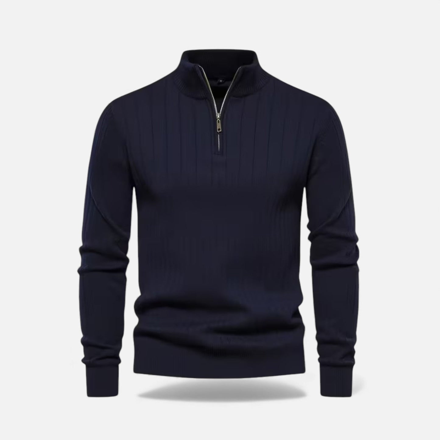 Lange Strickjacke Mit Reißverschluss Und Rippbündchen