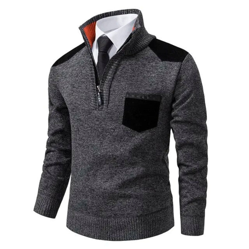 Tom Hollinger | Men's half-zip knit sweater with front pocket