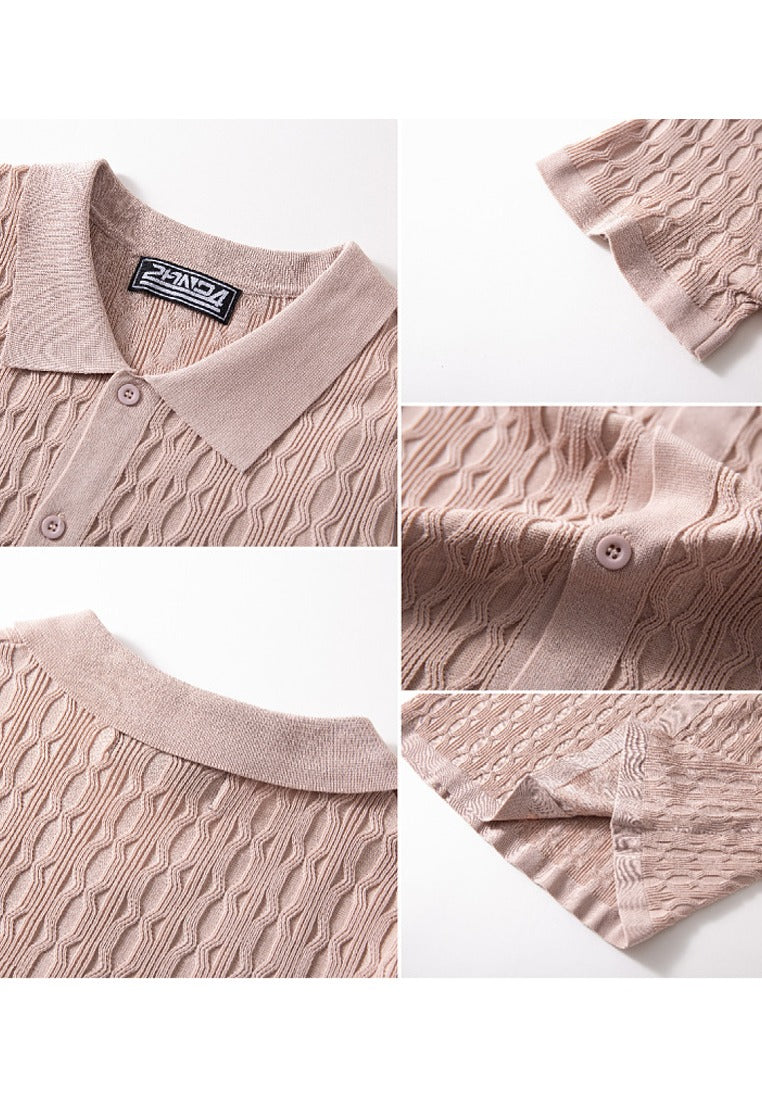 Tom Hollinger | Strukturiertes Strickhemd mit Kurzarm