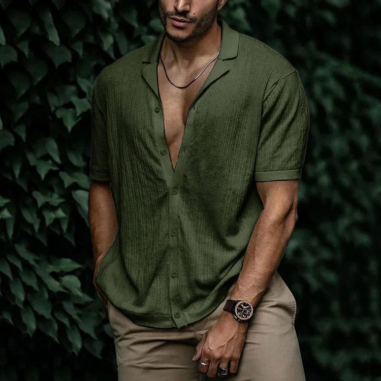 Herren Kurzarmhemd Mit Reverskragen Und Relaxed Fit