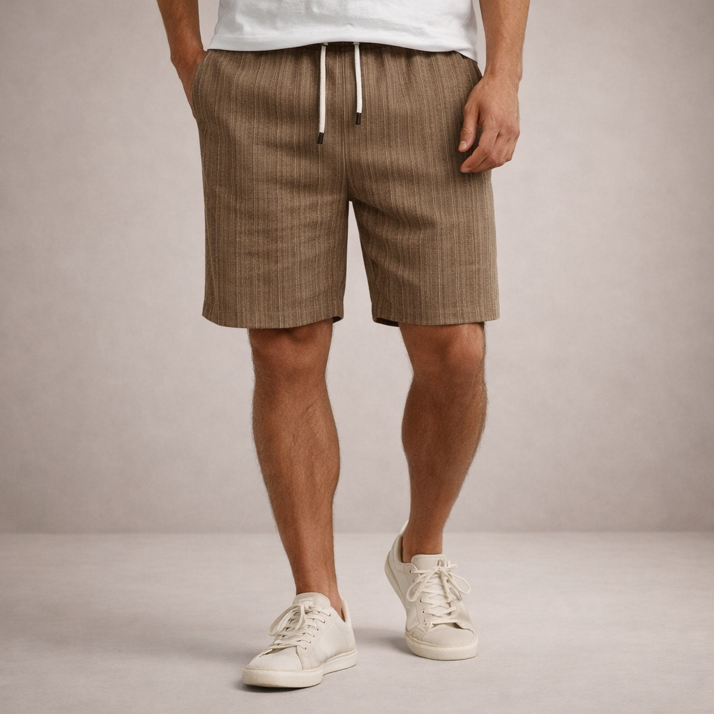Herren Shorts Gestreift Mit Elastischem Bund