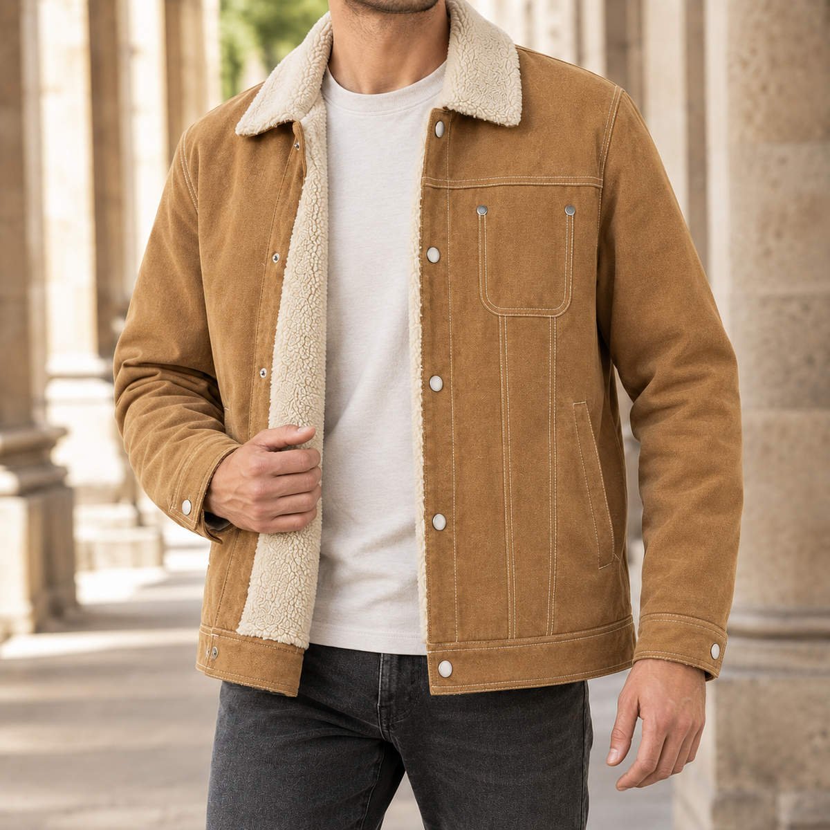 Jacke Mit Innenfutter In Fleeceoptik Und Druckknöpfen