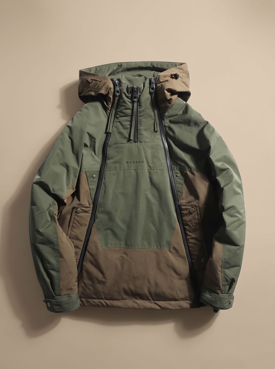 Men's Quilted Half-Zip Hooded Jacket