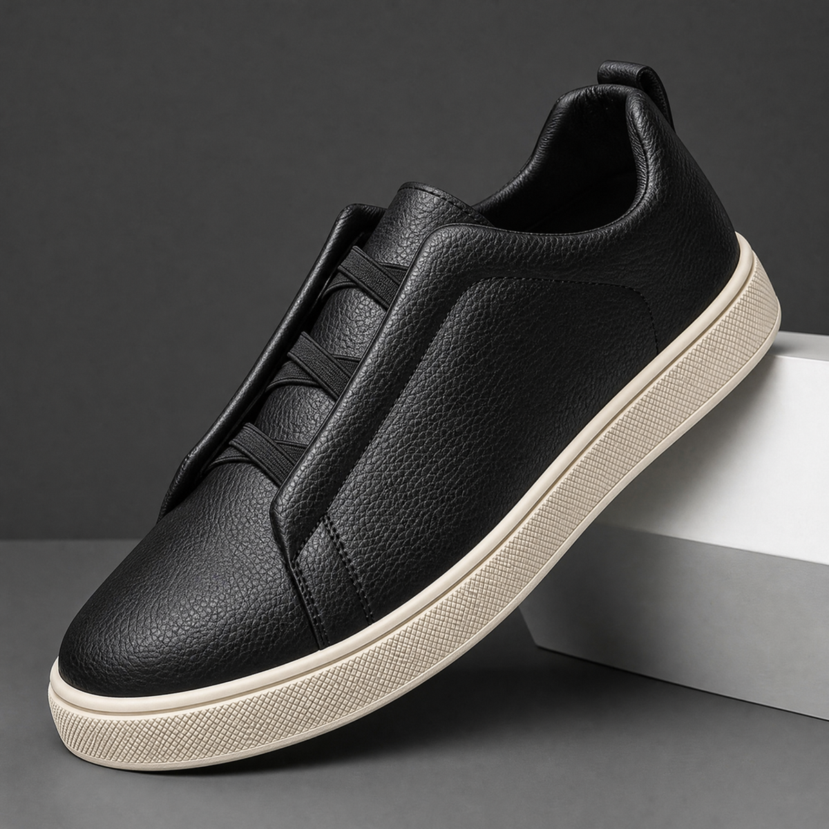Leder Sneaker Mit Stretchschnürung
