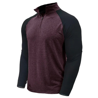 Herren Pullover mit Viertelreißverschluss und Farbblock-Stretch