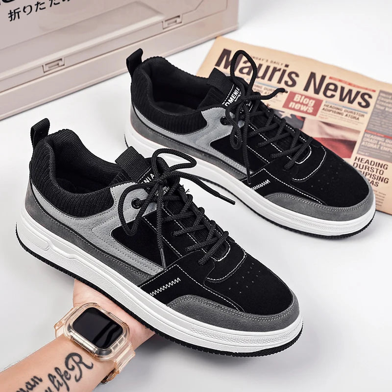 Herren Patchwork Low-Top Sneakers Freizeitschuhe