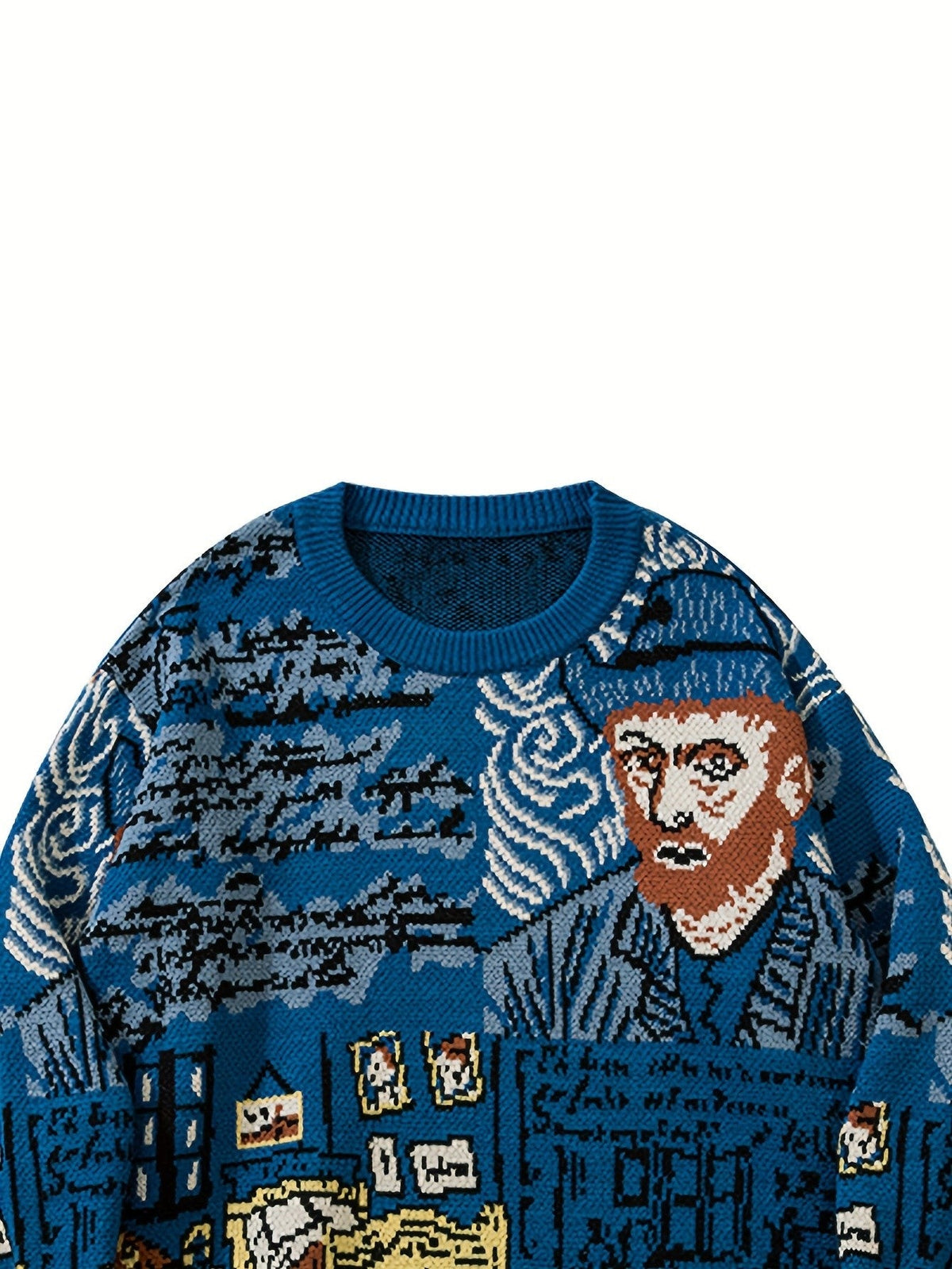 Pullover mit markantem Porträtmotiv und strukturiertem Jacquard-Muster
