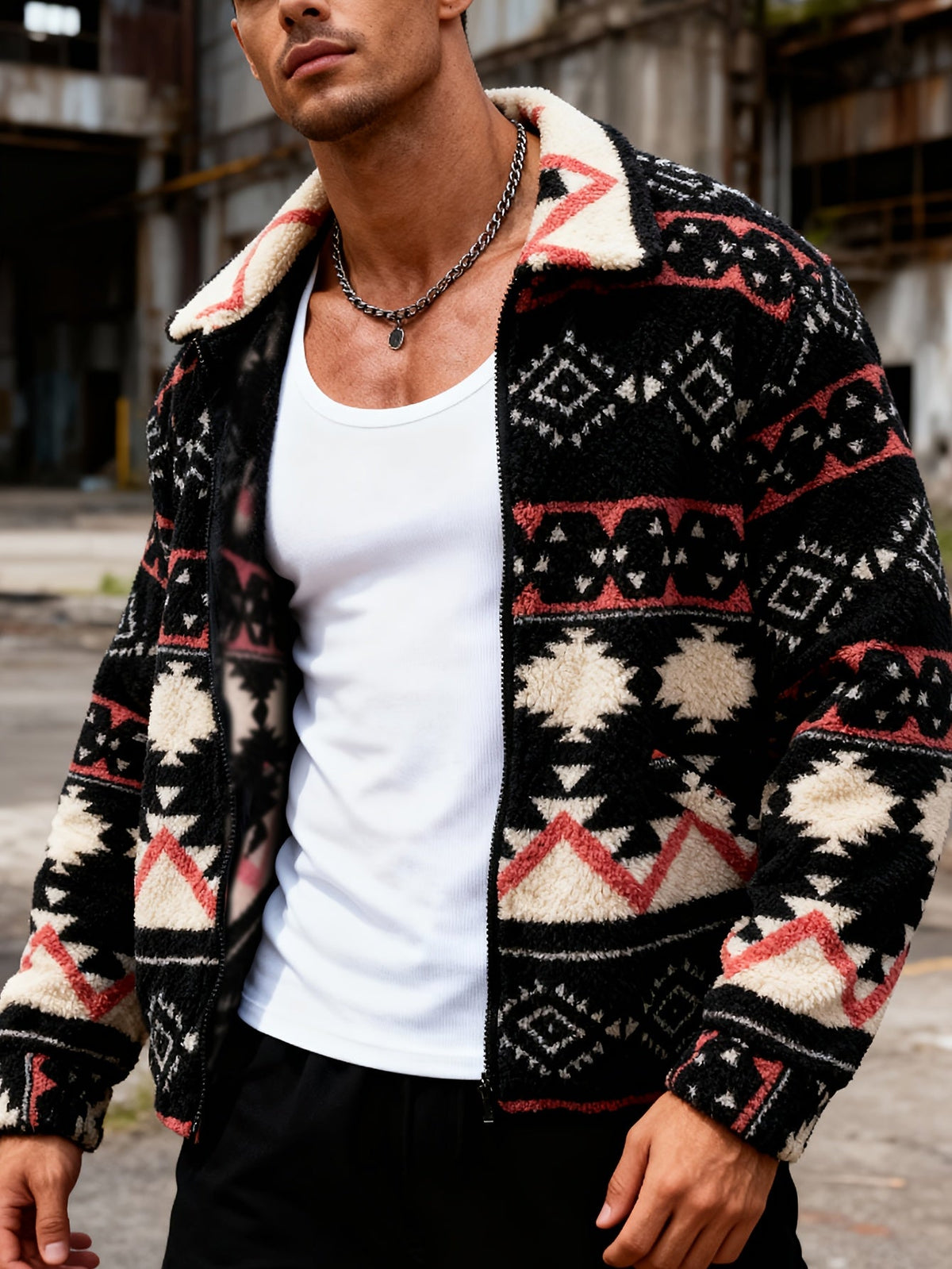 Weiche Herrenjacke aus Teddyfleece mit klassischem Kragen