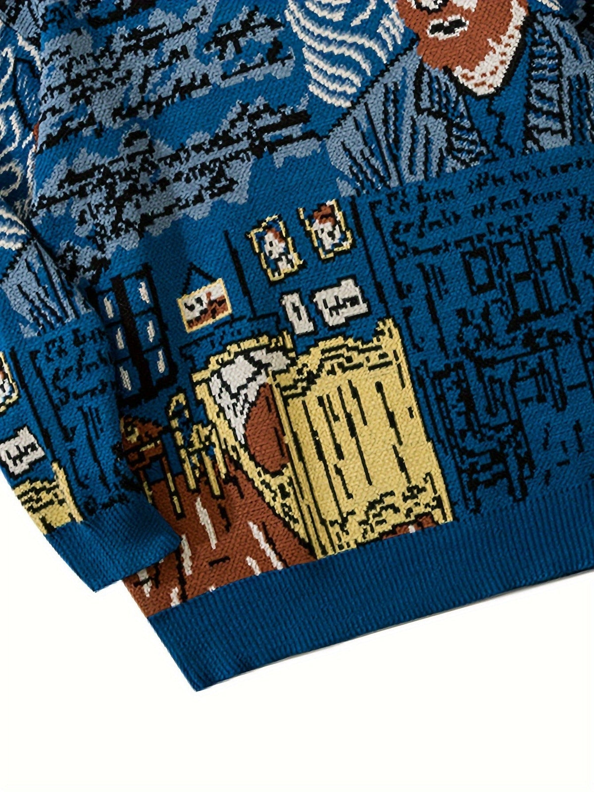 Jacquard-Pullover mit Rundhalsausschnitt und Porträtmotiv