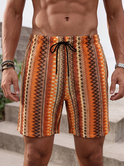 Herren Shorts mit Aztekenmuster, entspannter Freizeitlook