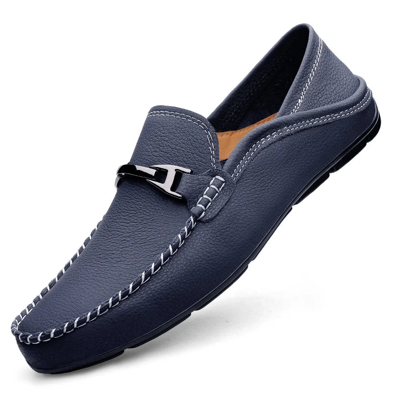 Lederloafer mit weichem, strukturiertem Design