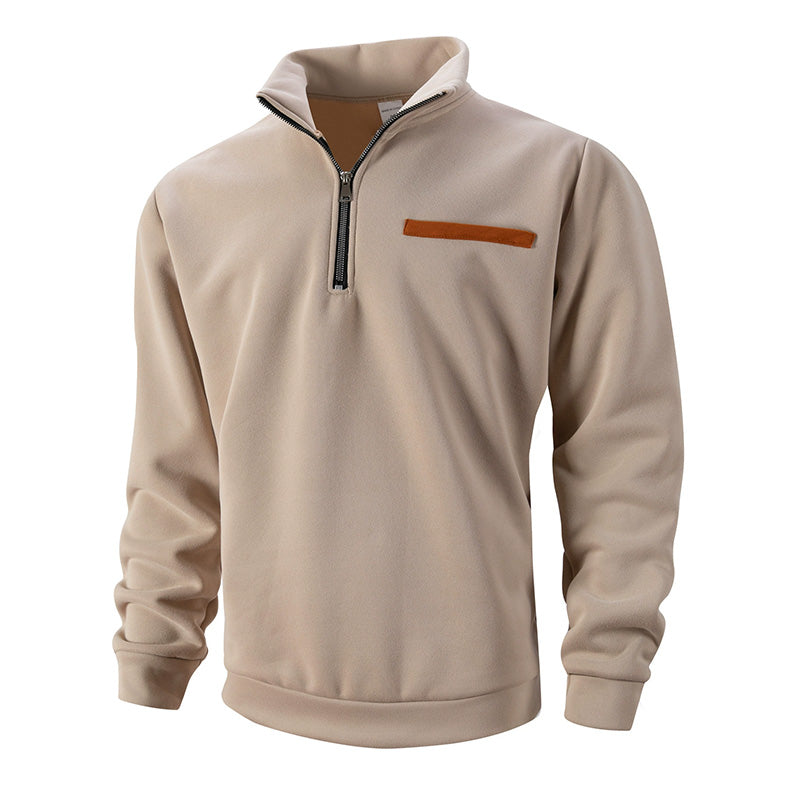 Herren Polyester Langarmshirt mit halbem Reißverschluss