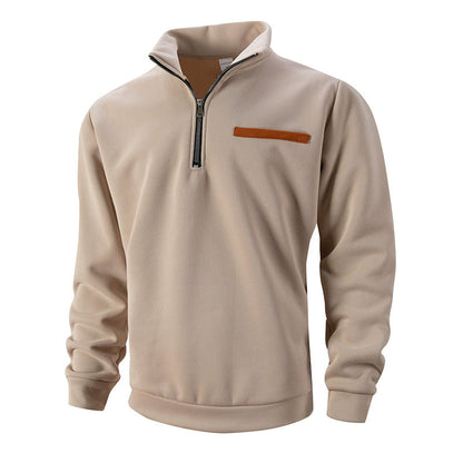 Herren Polyester Langarmshirt mit halbem Reißverschluss