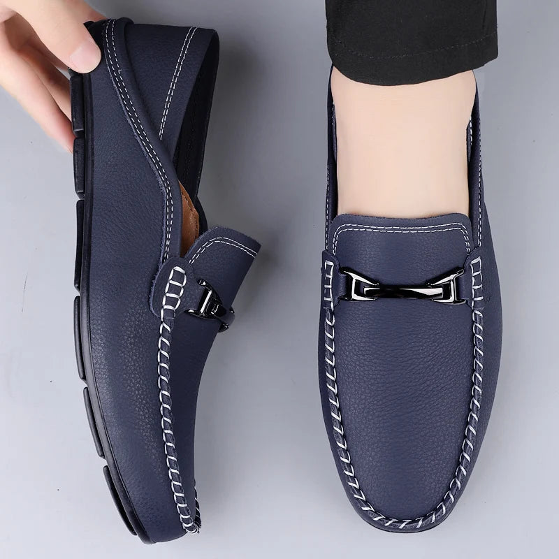 Lederloafer mit weichem, strukturiertem Design