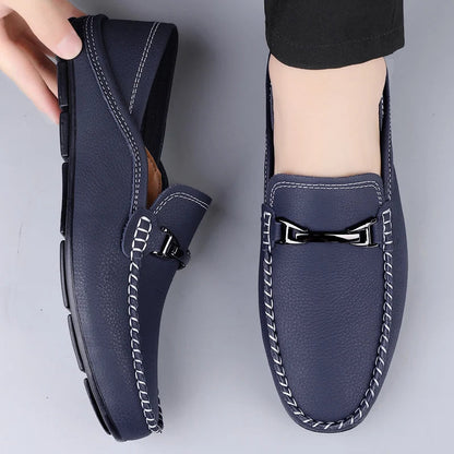 Lederloafer mit weichem, strukturiertem Design