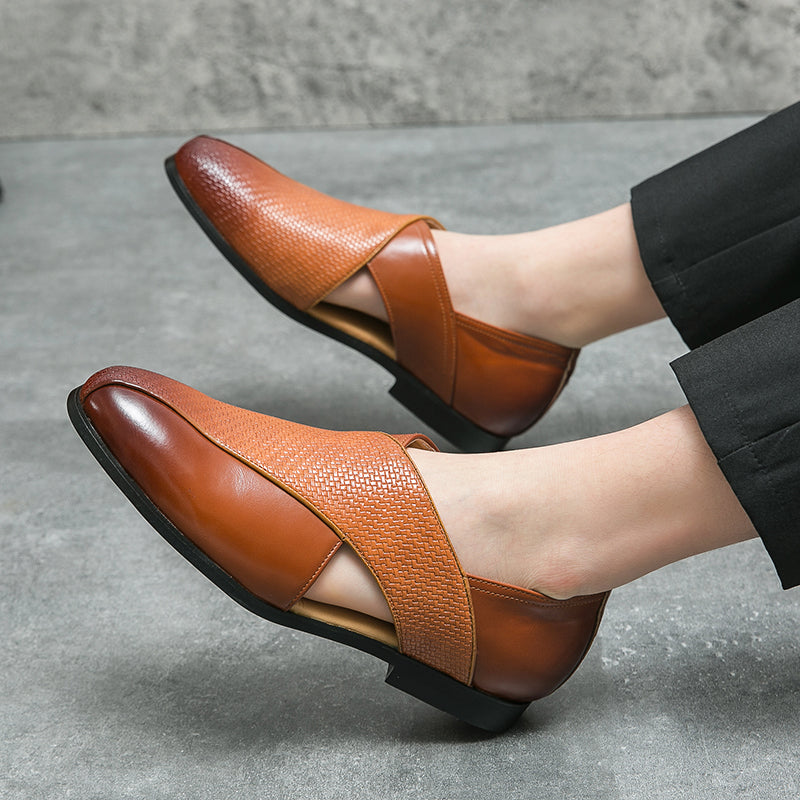 Paar elegante Leder-Loafer für Büro und Freizeit
