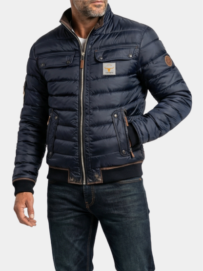 Herren Vintage-Jacke mit Stehkragen in der Vorderansicht