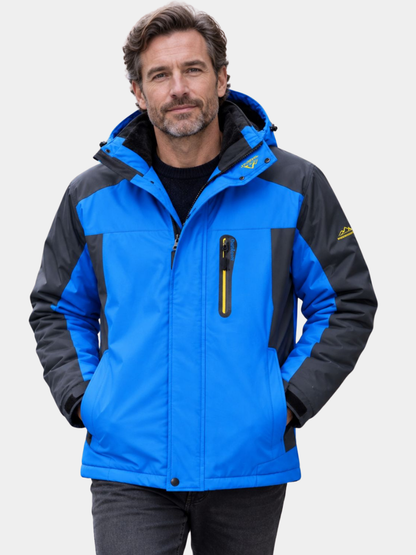 Herren-Winterjacke mit Kapuze und lockerer Passform von vorn