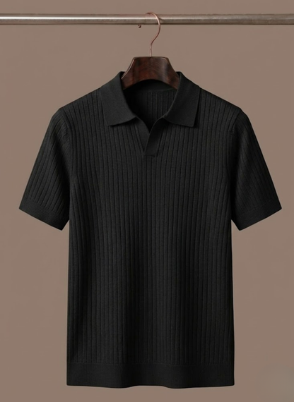 Tom Hollinger | Herren Rippenstrick Poloshirt Leicht Sommer Freizeit
