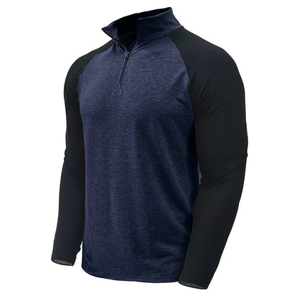 Herren Pullover mit Viertelreißverschluss und Farbblock-Stretch