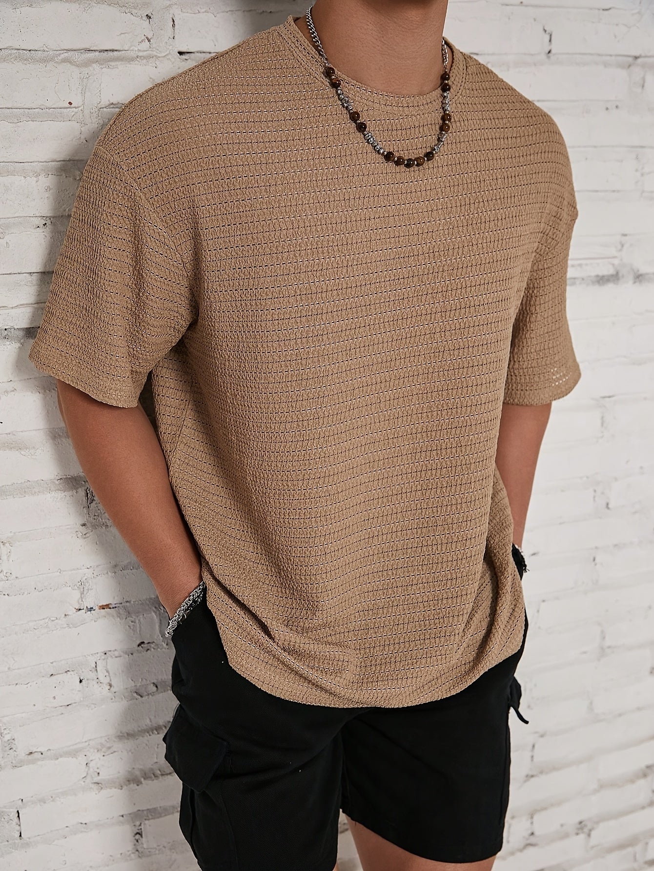 Herren Waffelhemd mit Relaxed Fit in Frontansicht